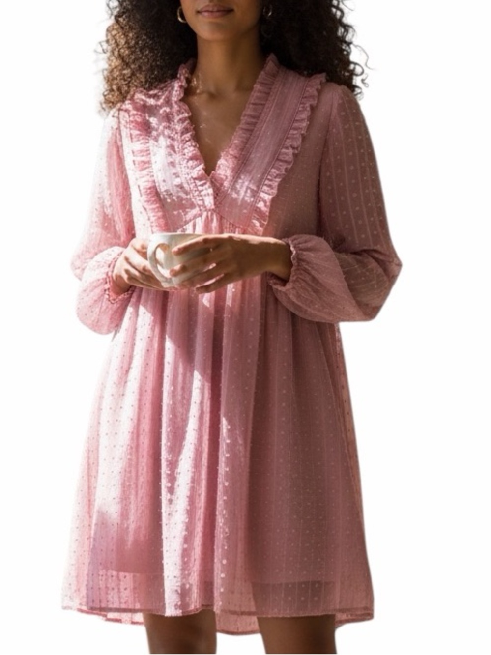 Light Pink Swiss Dot Dress - Size M